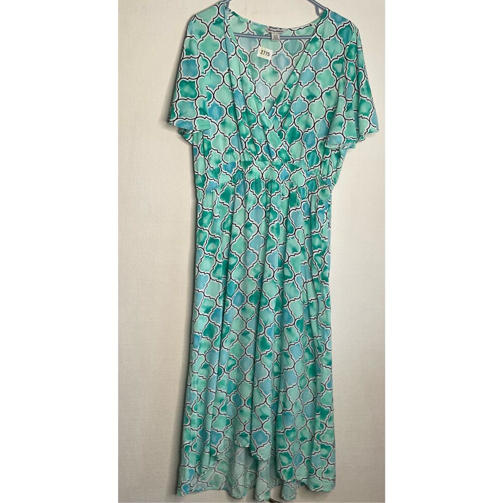Tommy Bahama Dress Women's Size Large Hi Low Mumbai Medallion Maxi Coastal Artsy - Picture 4 of 12